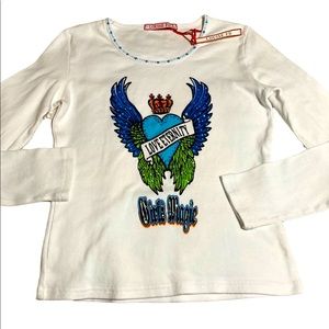 Louise FD Large White Long Sleeve stretchable shirt 100% Cotton. “Love Eternity”